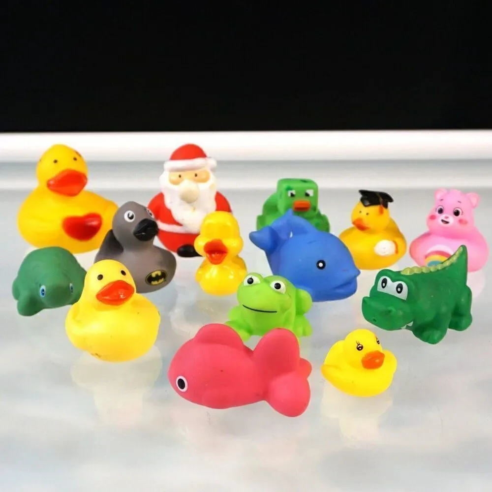 Bath Toys Assorted Brands Lot Of 14 Various Rubber Ducks Fish Gator Frog